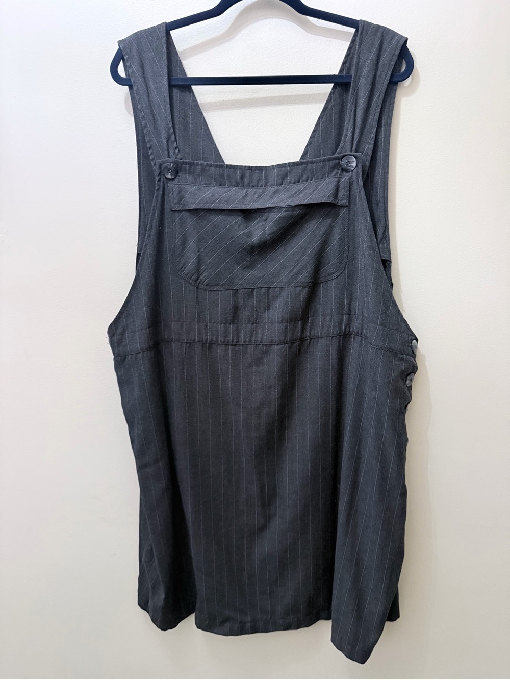 Vintage Gray Pin Stripe Overall Jumper Dress Plus 24 Cottage Boho Layers Grunge